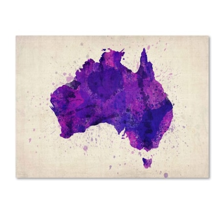 Trademark Fine Art Michael Tompsett 'Australia Paint Splashes Map' Canvas Art, 14x19 MT0291-C1419GG